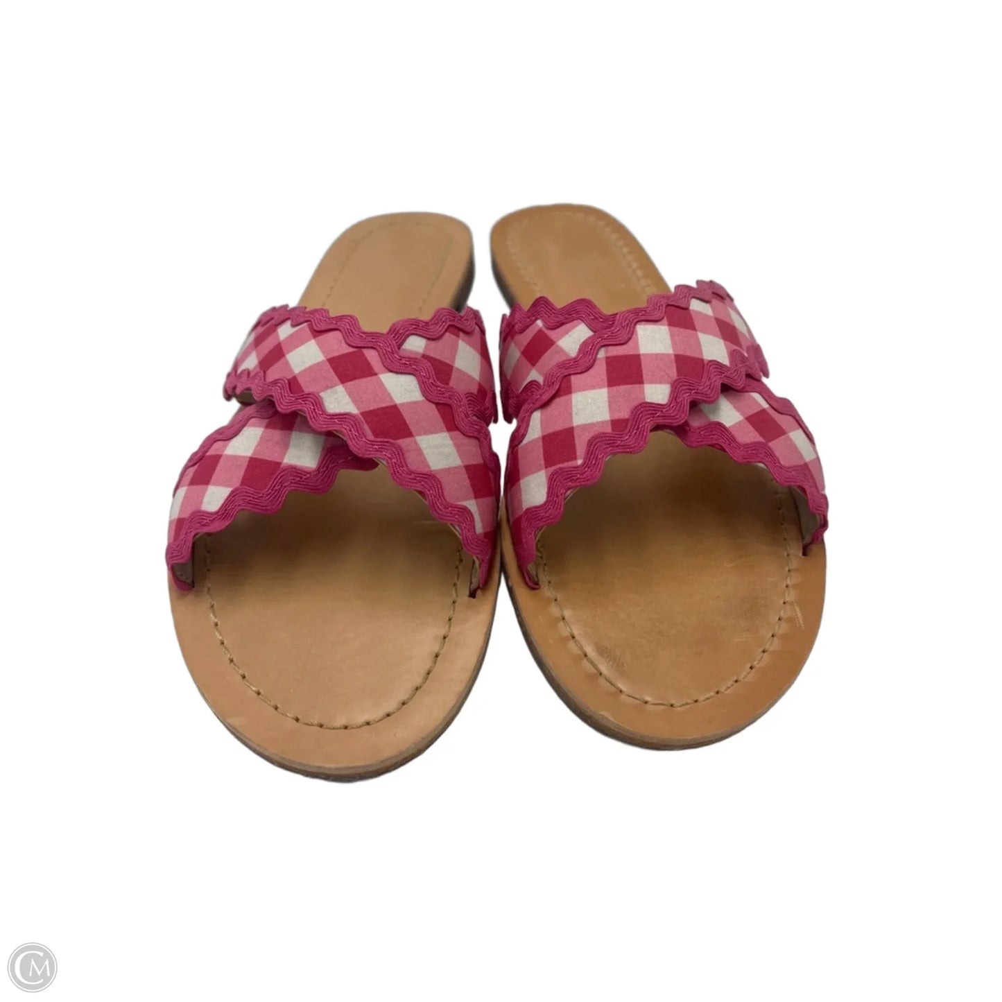 Sandals Flats By Draper James In Pink & White, Size: 8.5