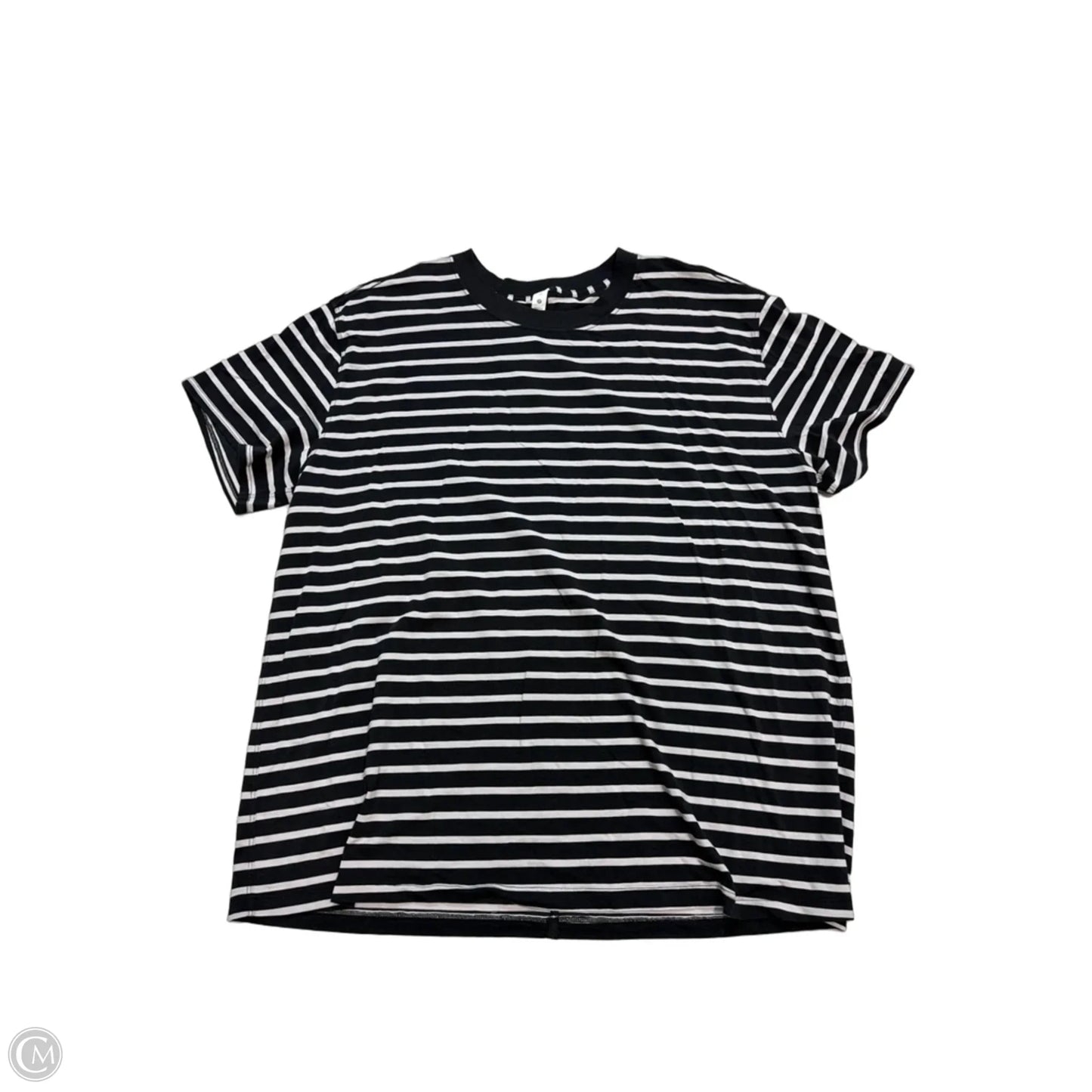 Athletic Top Short Sleeve By Lululemon In Striped Pattern, Size: L
