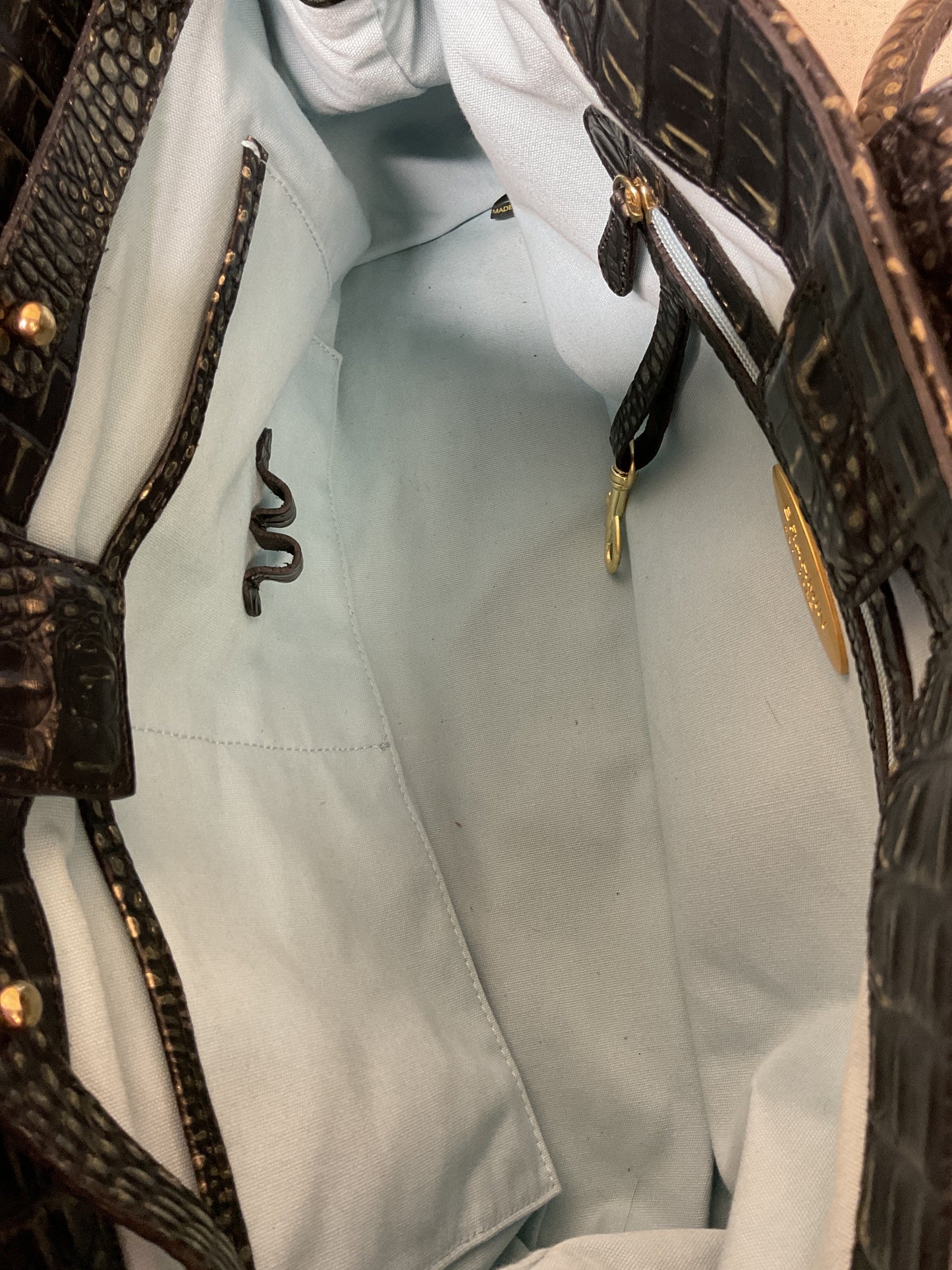 Handbag Designer By Brahmin In Black & Brown, Size:Medium