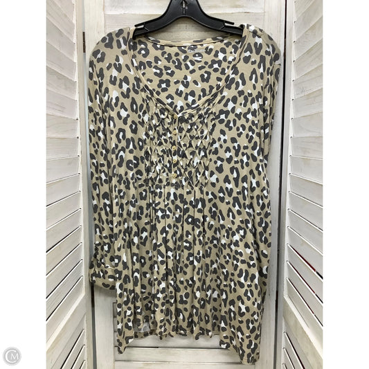 Top Short Sleeve By Kim Rogers In Animal Print, Size: Lp