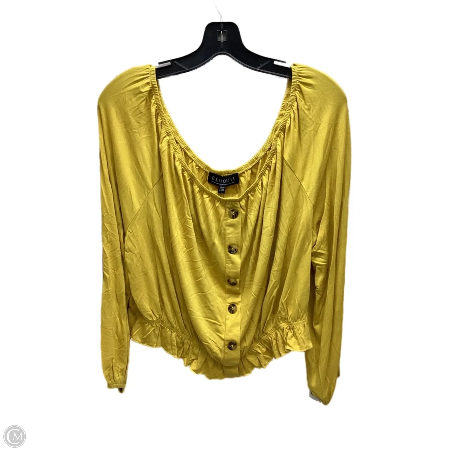 Top Long Sleeve By Eloquii In Yellow, Size: 18