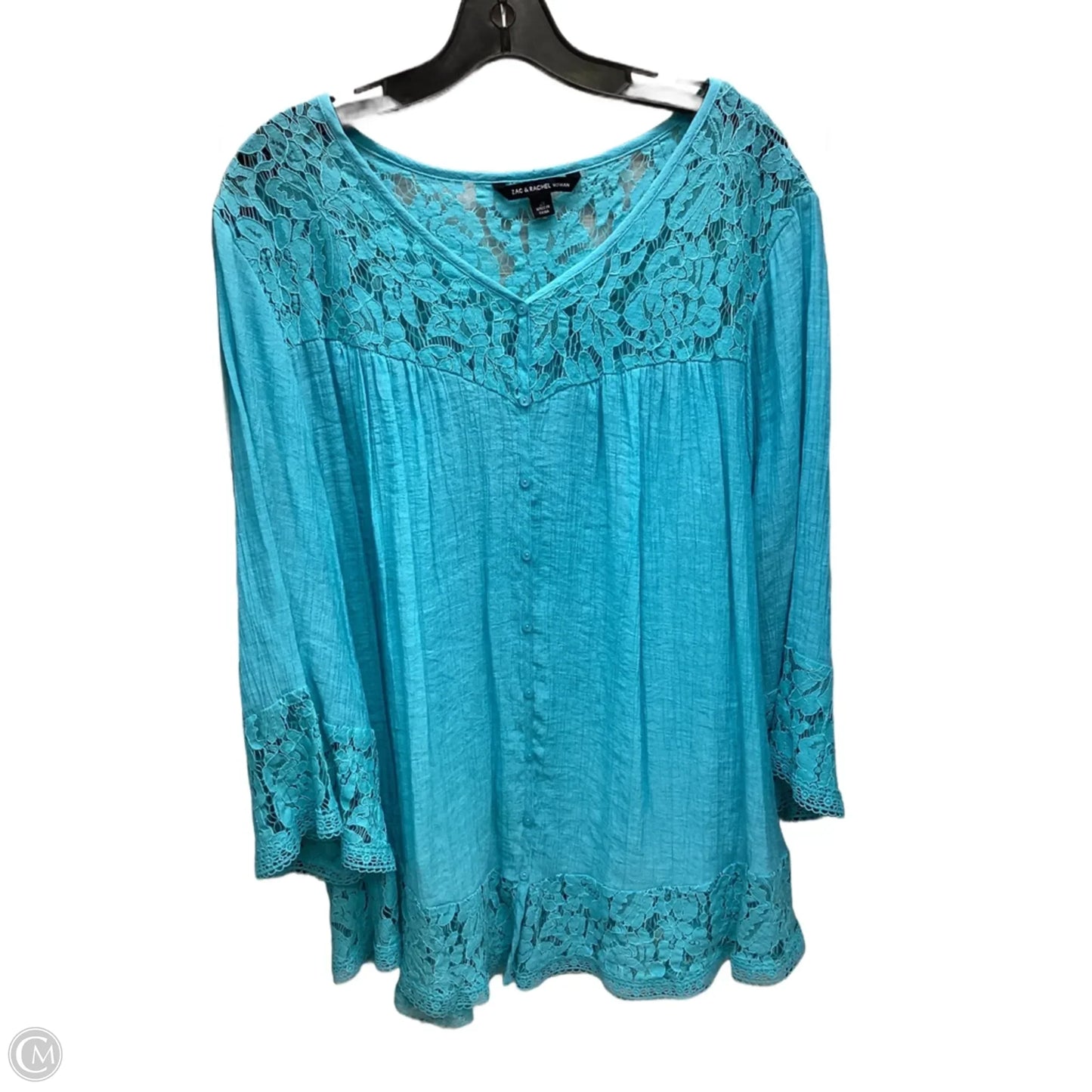 Top Long Sleeve By Zac And Rachel In Blue, Size: 2x