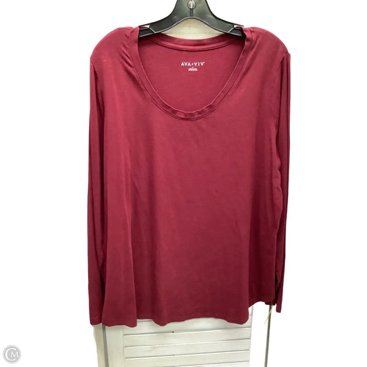 Top Long Sleeve By Ava & Viv In Maroon, Size: 1x