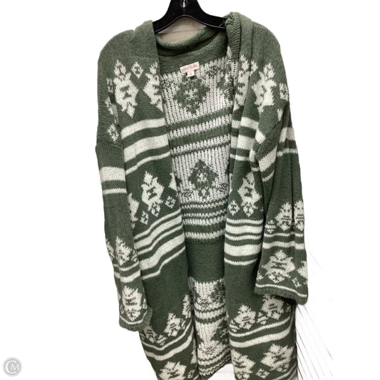 Sweater Cardigan By Knox Rose In Green & White, Size: Xxl