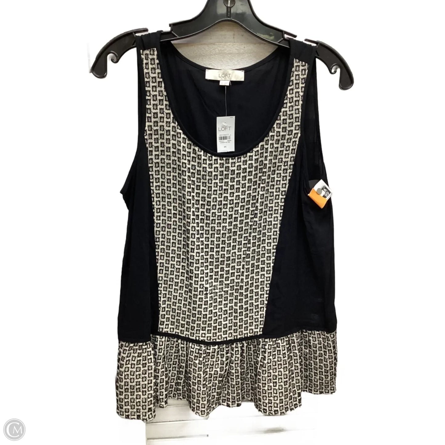 Top Sleeveless By Loft In Black & Cream, Size: M