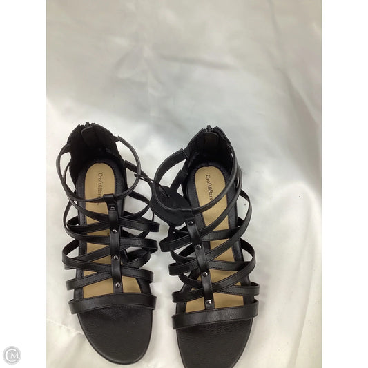 Sandals Heels Wedge By Croft And Barrow In Black, Size: 8.5