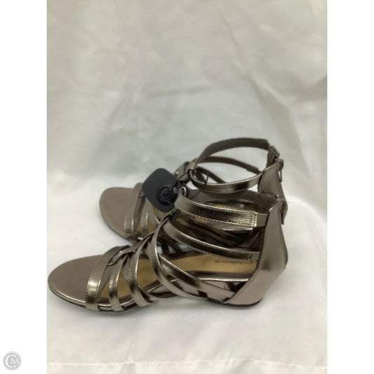 Sandals Heels Wedge By Croft And Barrow In Bronze, Size: 8.5