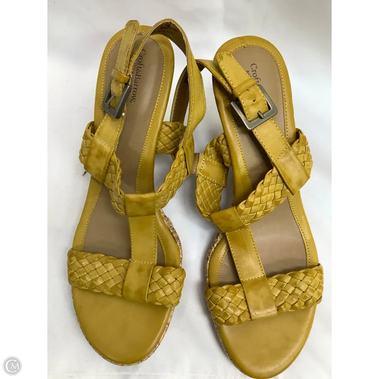 Sandals Heels Wedge By Croft And Barrow In Yellow, Size: 9.5