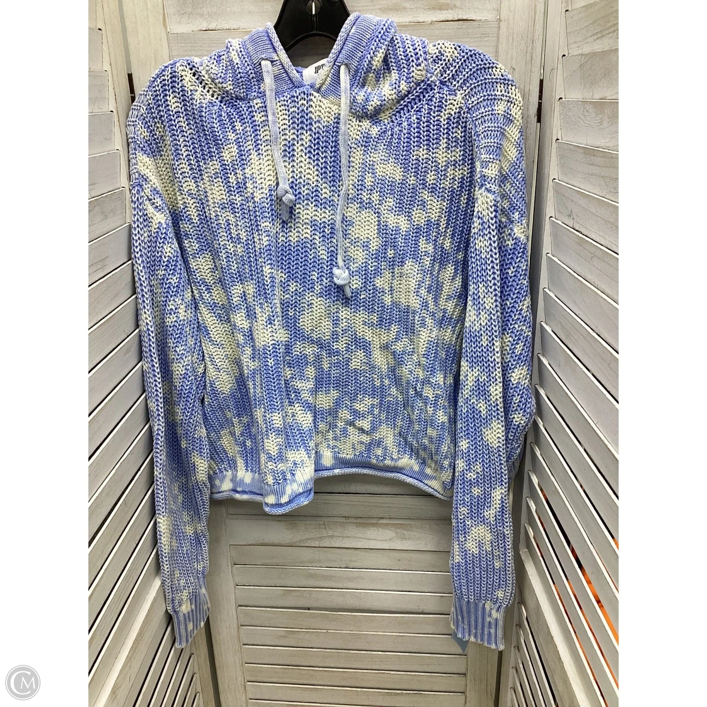 Sweatshirt Hoodie By Pink In Blue & White, Size: L