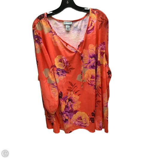 Top Long Sleeve By Catherines In Floral Print, Size: 3x
