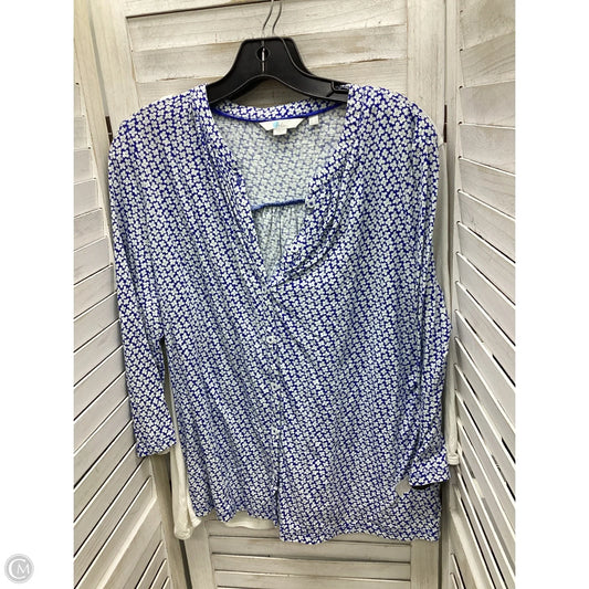 Top 3/4 Sleeve By Boden In Blue & White, Size: 16