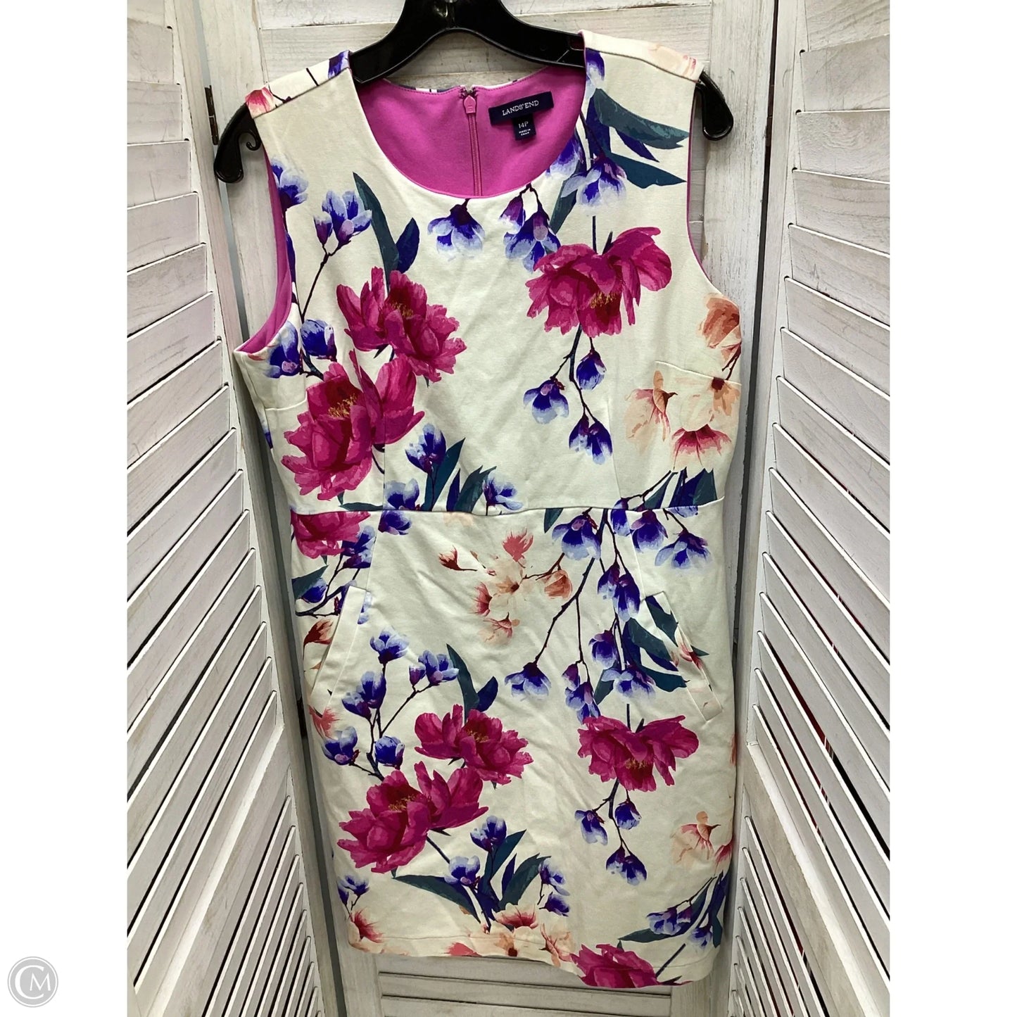 Dress Casual Midi By Lands End In Floral Print, Size: 14