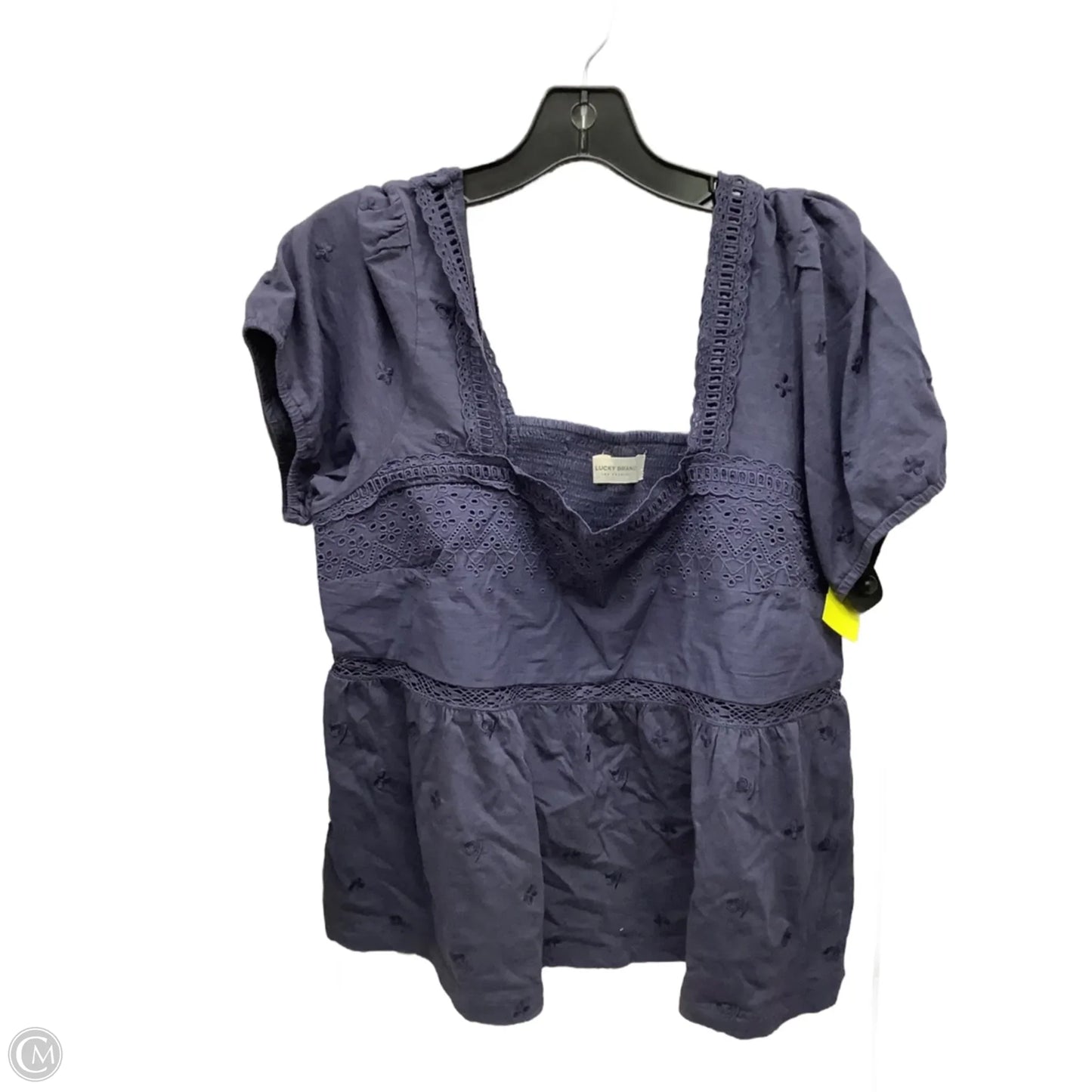 Top Short Sleeve By Lucky Brand In Blue, Size: L