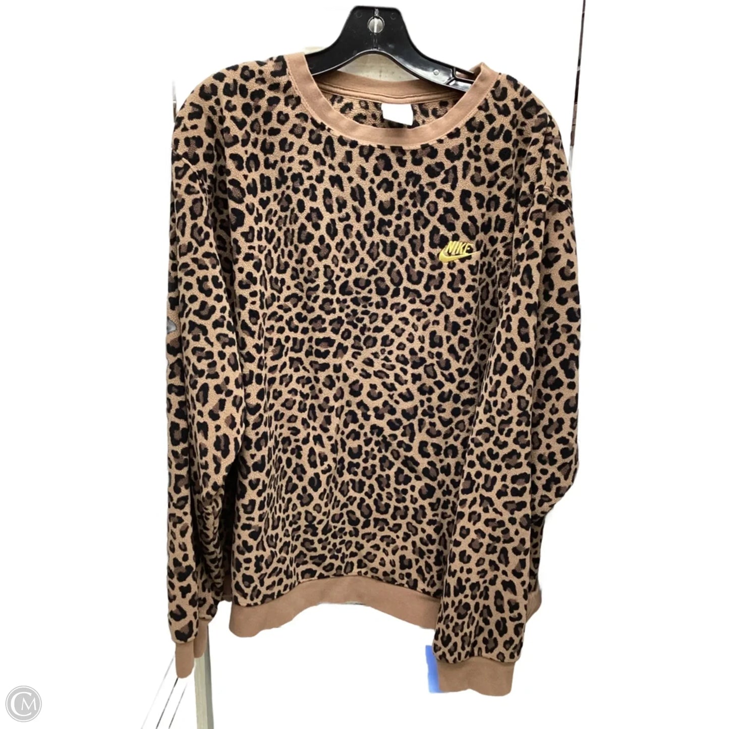 Sweatshirt Crewneck By Nike Apparel In Leopard Print, Size: Xxl