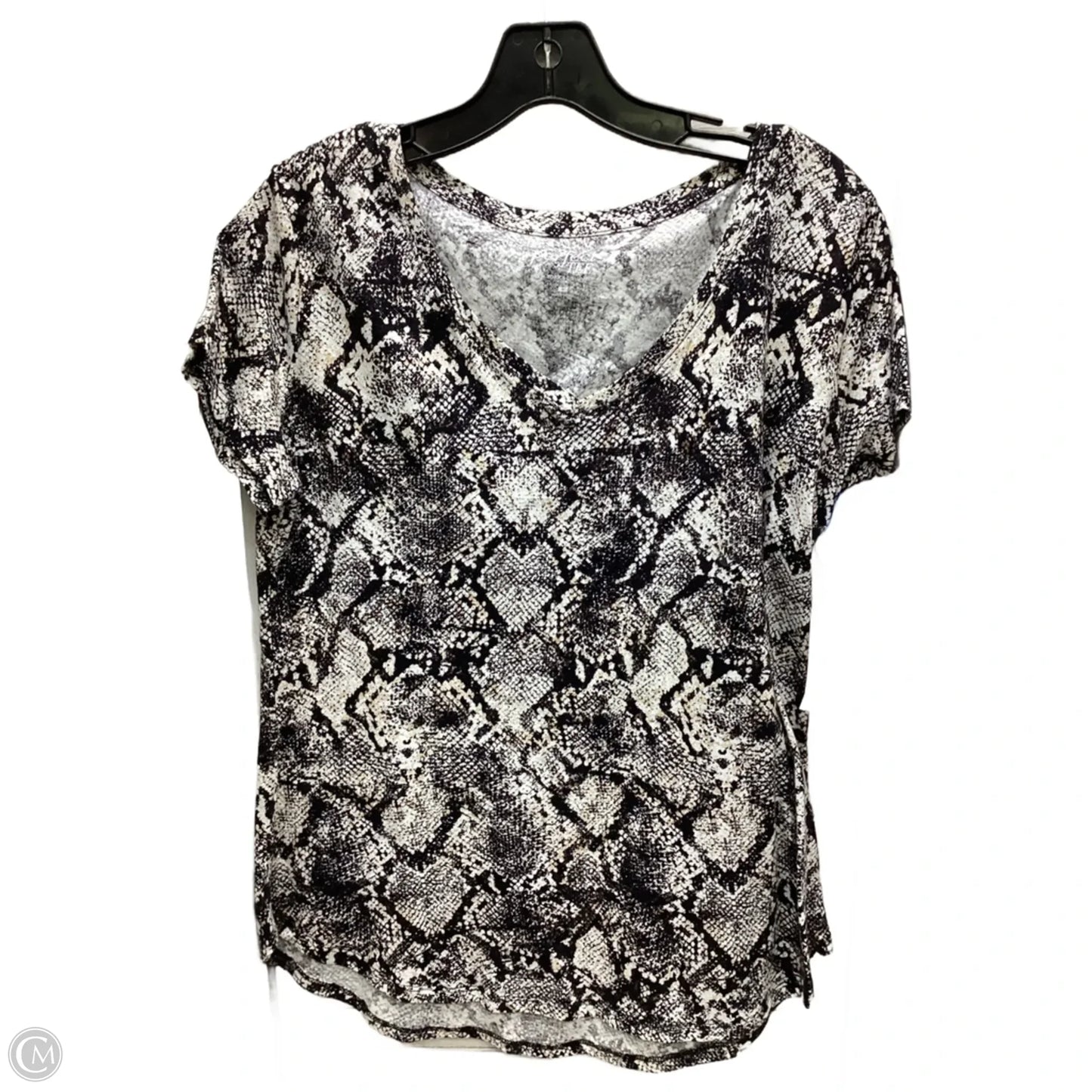 Top Short Sleeve By New York And Co In Snakeskin Print, Size: M