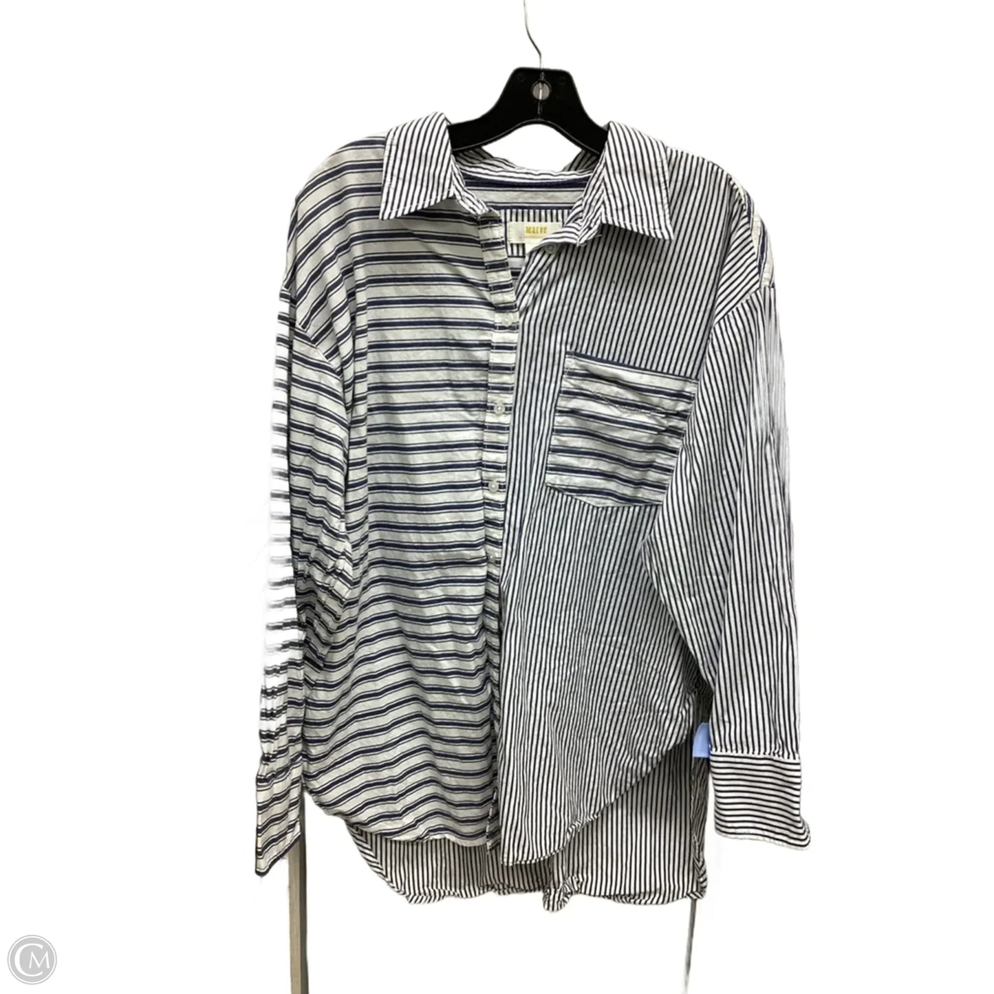 Top Long Sleeve By Anthropologie In Striped Pattern, Size: L