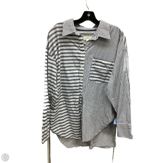 Top Long Sleeve By Anthropologie In Striped Pattern, Size: L