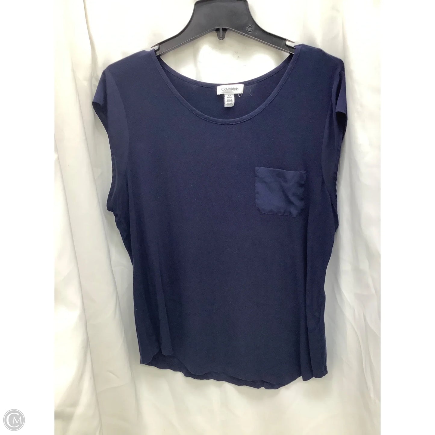 Top Short Sleeve By Calvin Klein In Navy, Size: Xl