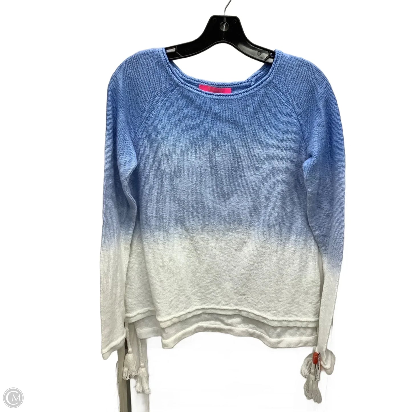 Top Long Sleeve Designer By Lilly Pulitzer In Blue & White, Size: M