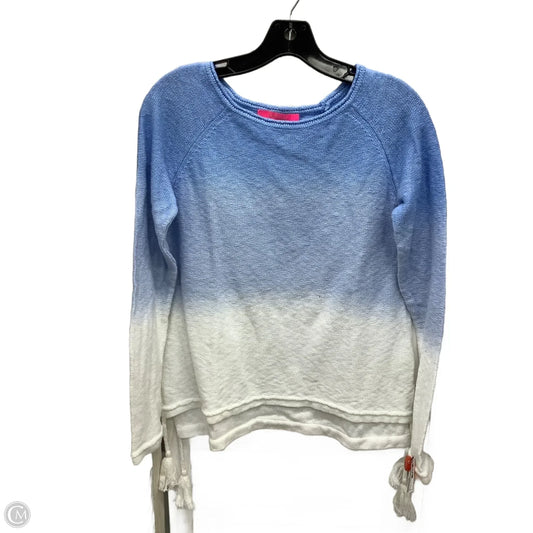 Top Long Sleeve Designer By Lilly Pulitzer In Blue & White, Size: M