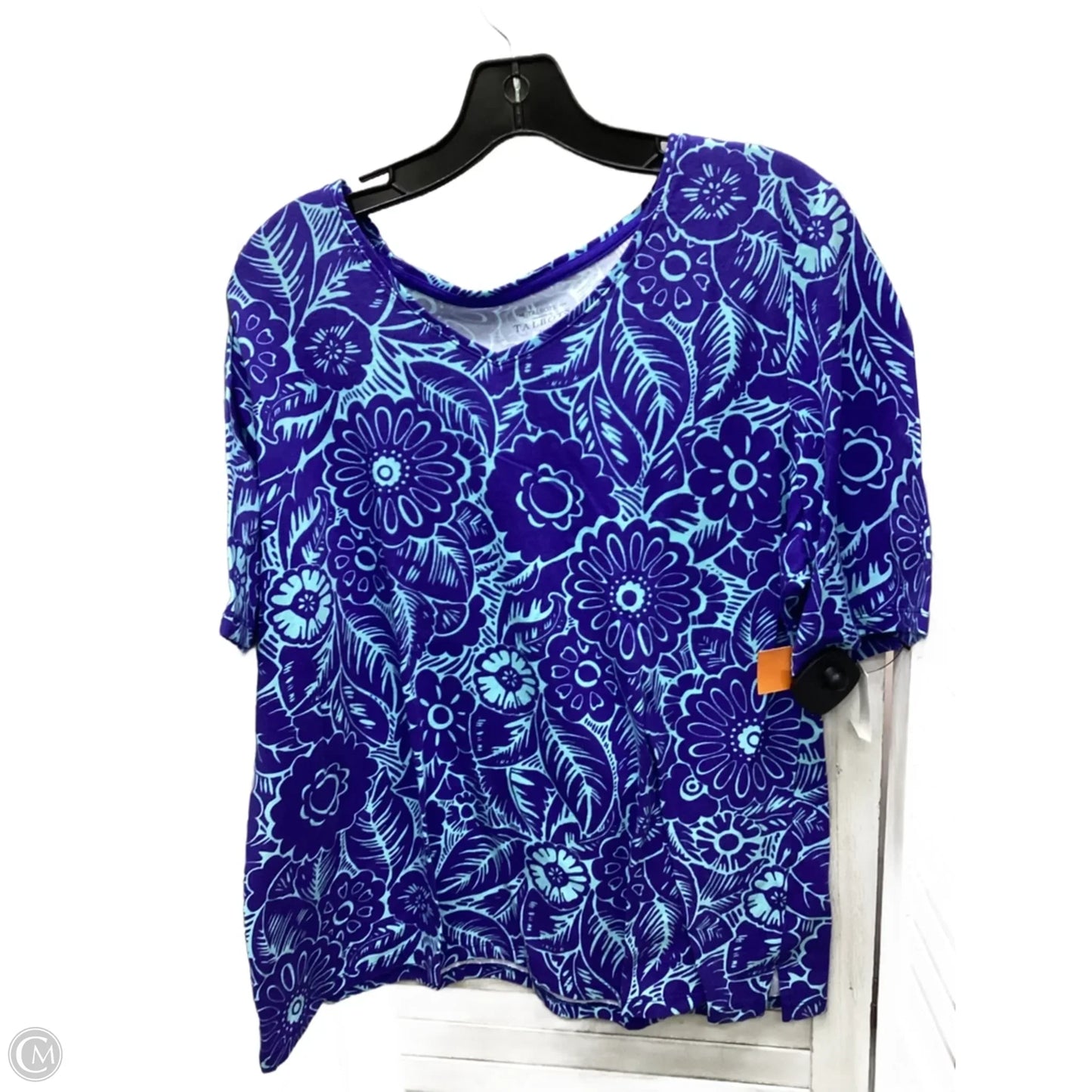 Top Short Sleeve By Talbots In Blue & Green, Size: Xl