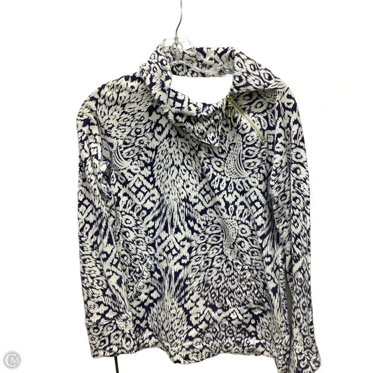 Top Long Sleeve Designer By Lilly Pulitzer In Blue & White, Size: S