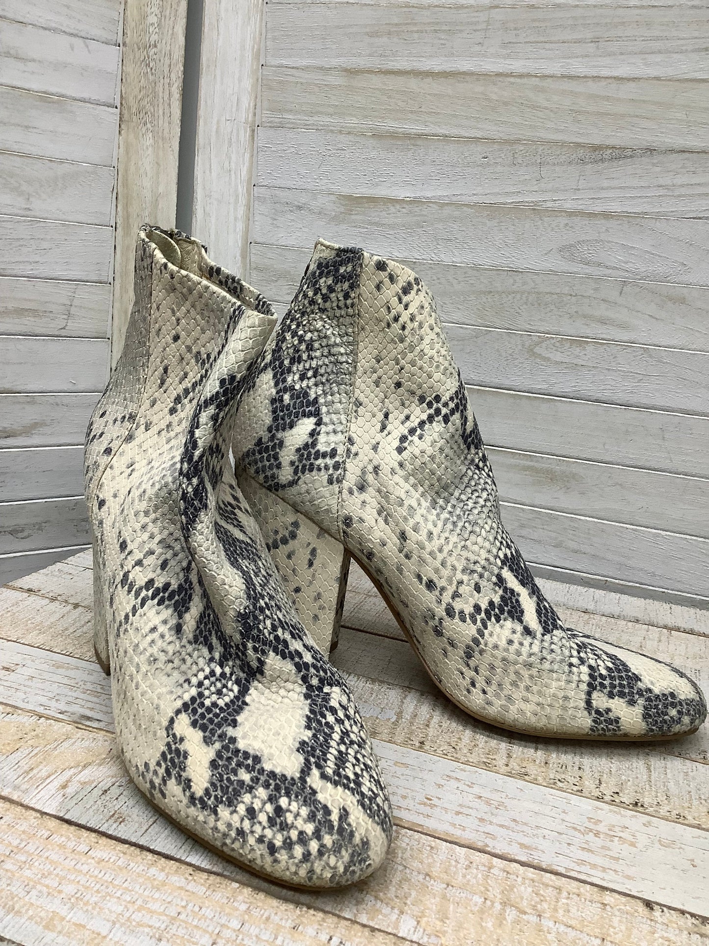 Boots Ankle Heels By Steve Madden In Snakeskin Print, Size: 8.5