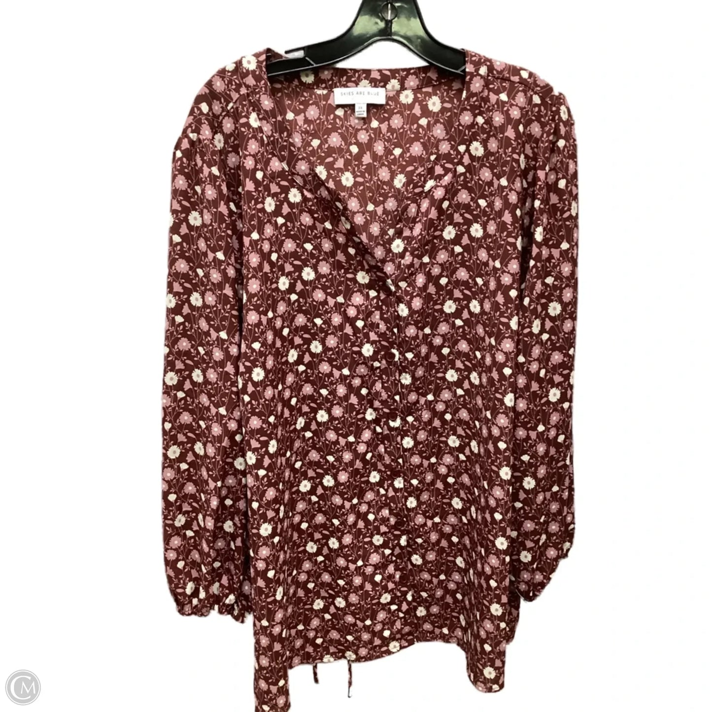 Top Long Sleeve By Skies Are Blue In Floral Print, Size: 3x