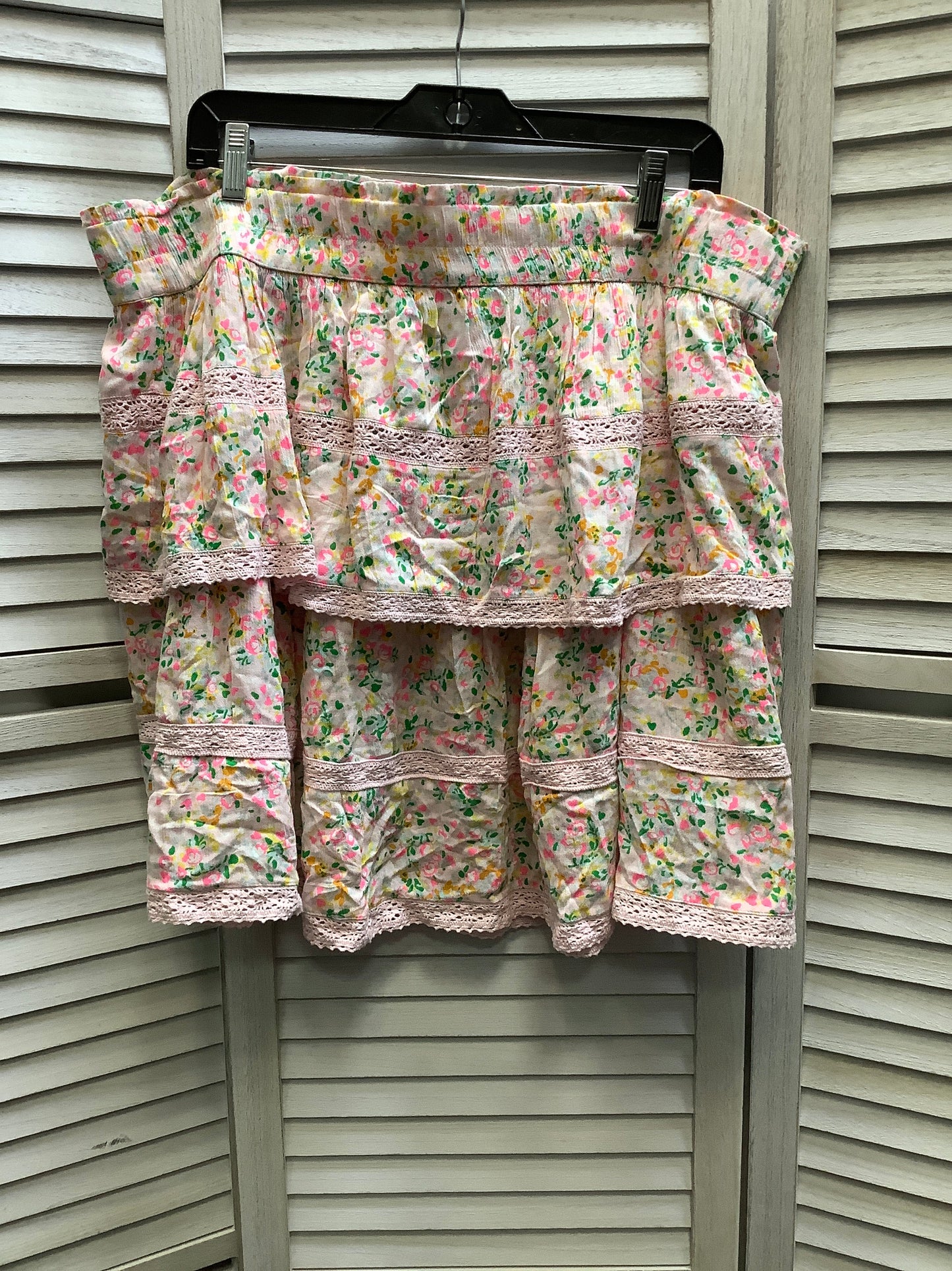 Floral Print Skirt Mini & Short Crown And Ivy, Size Xxl