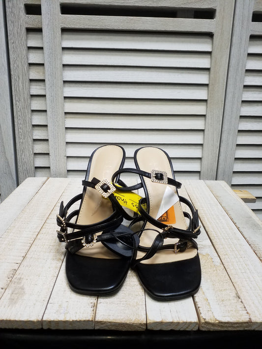 Black Sandals Heels Stiletto Nicole Miller, Size 9