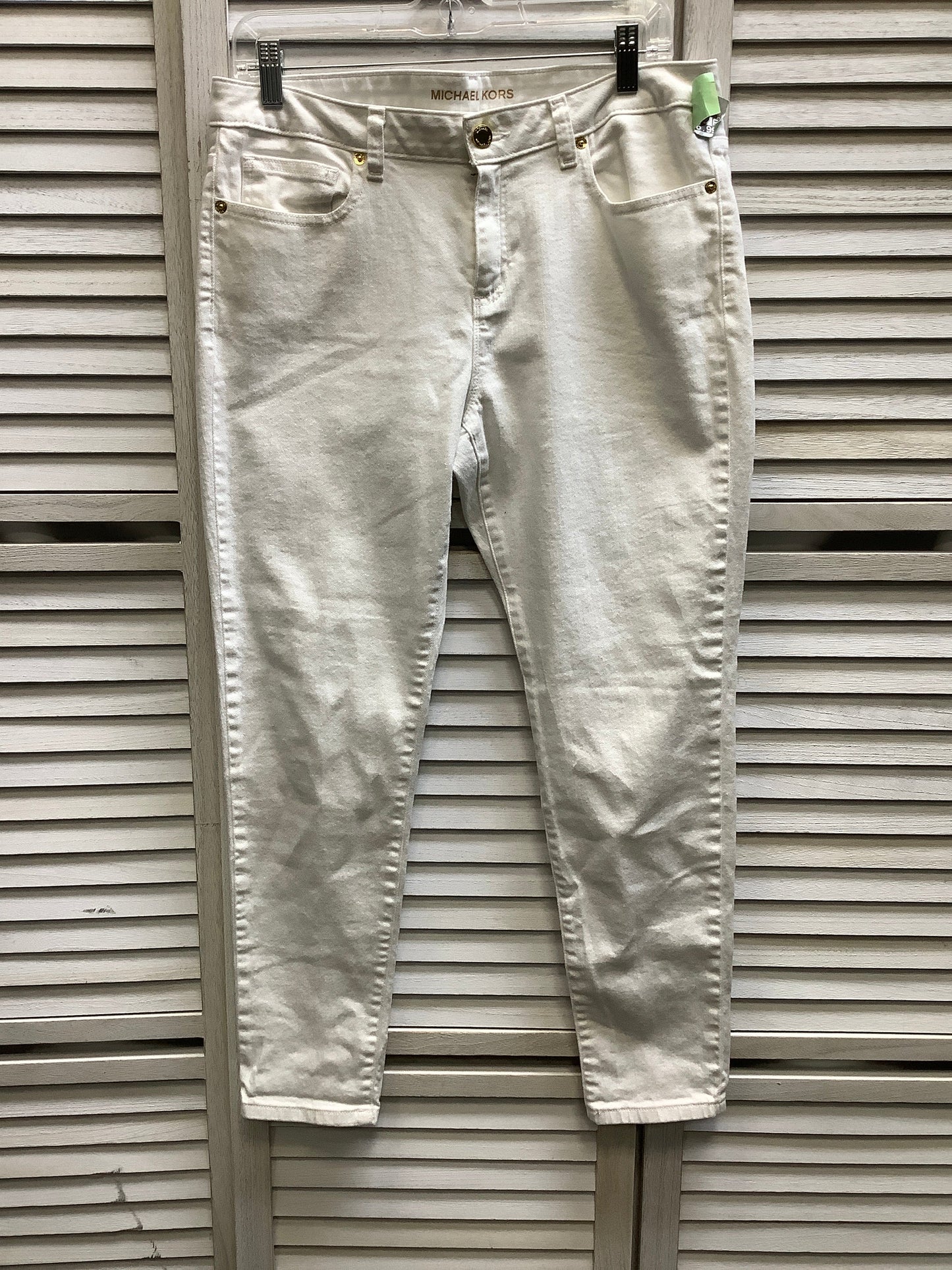 White Denim Jeans Skinny Michael By Michael Kors, Size 8