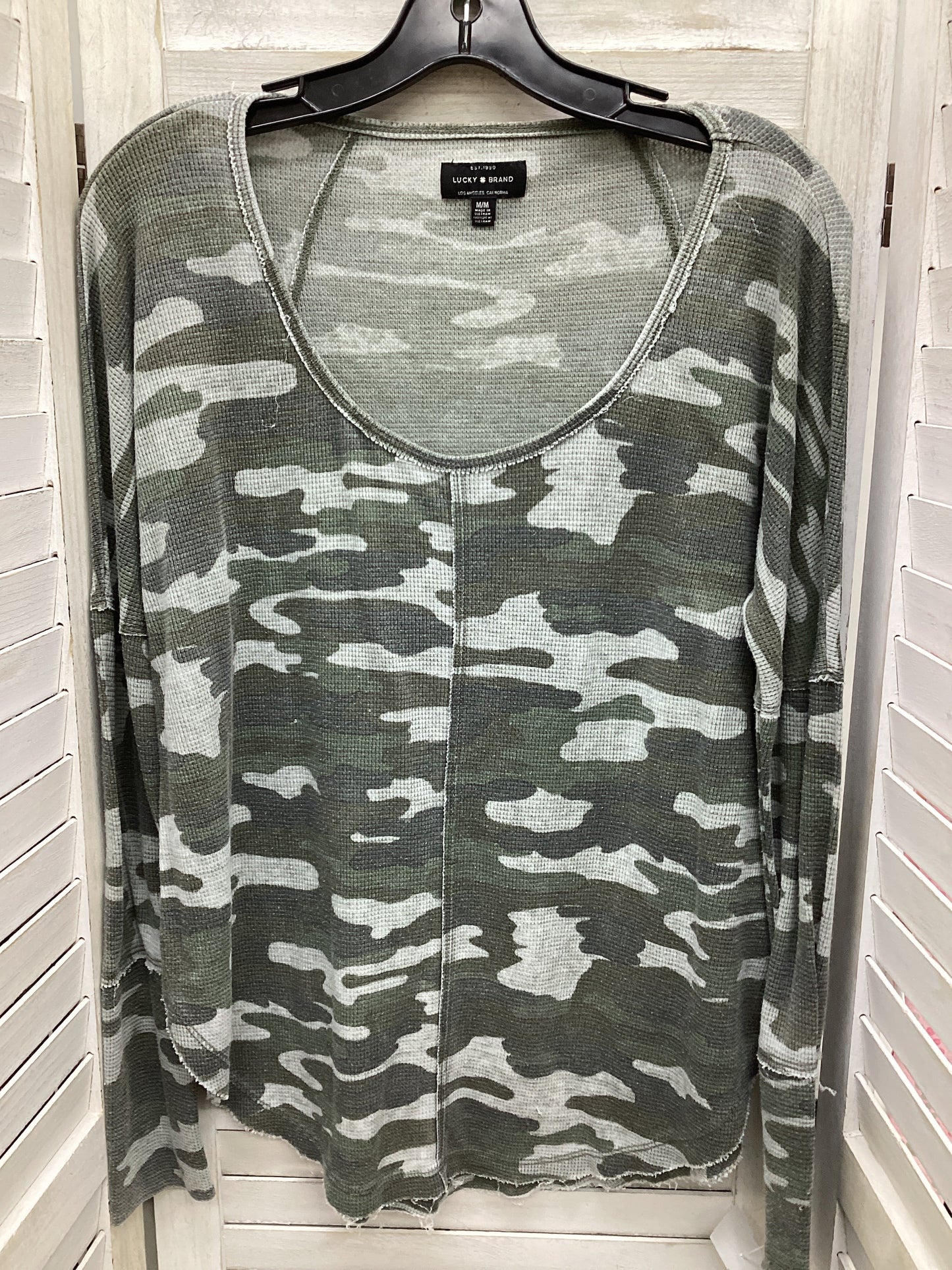 Camouflage Print Top Long Sleeve Lucky Brand, Size M