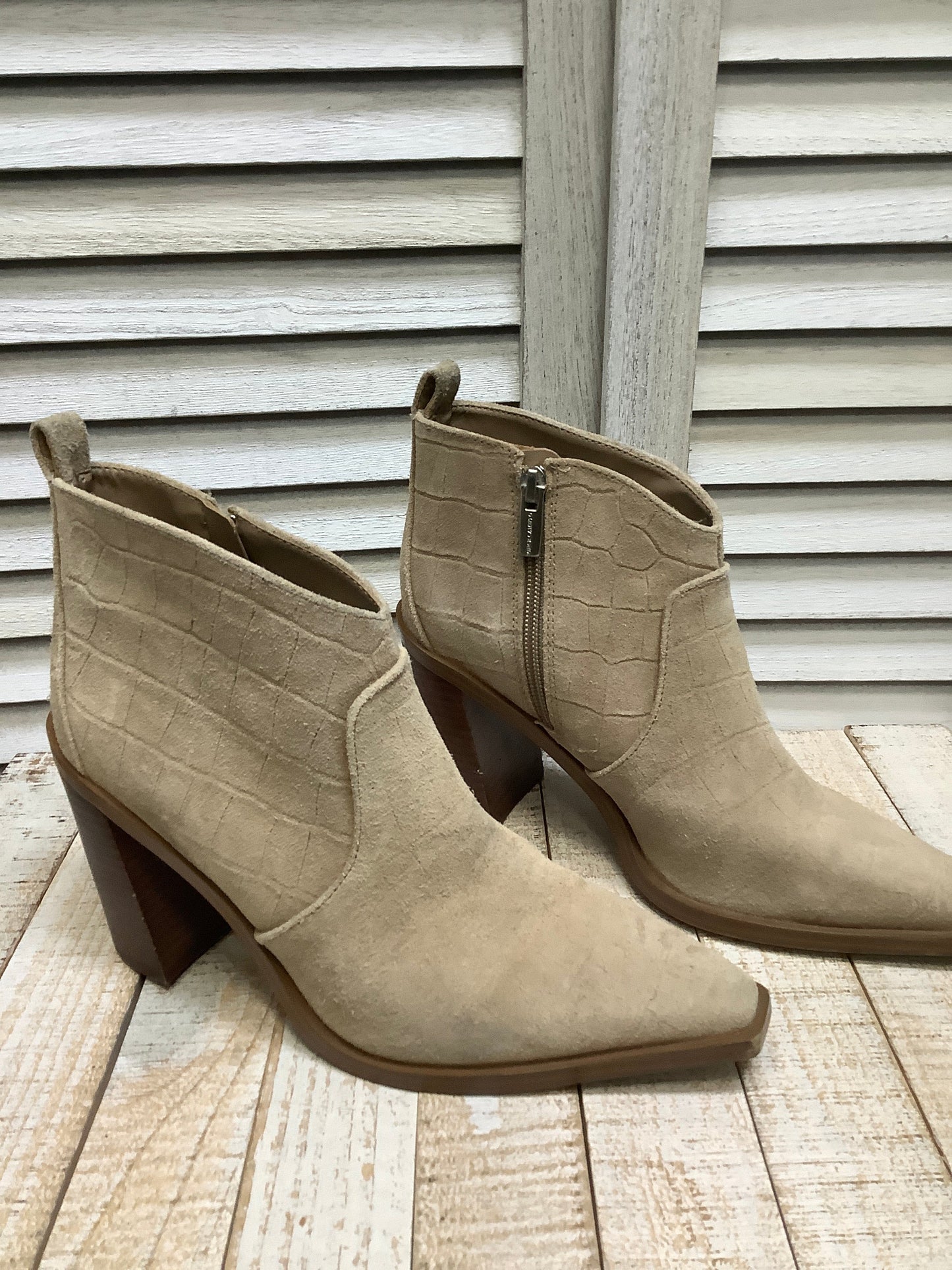 Tan Boots Ankle Heels Vince Camuto, Size 7.5