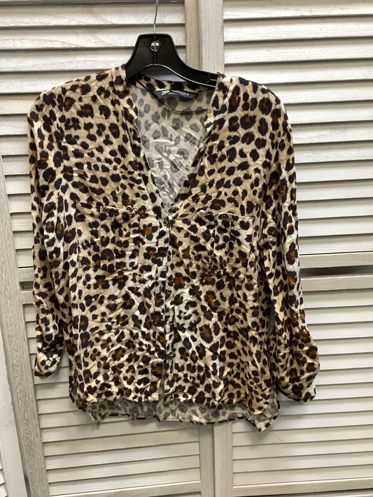 Animal Print Top Long Sleeve Zara, Size M