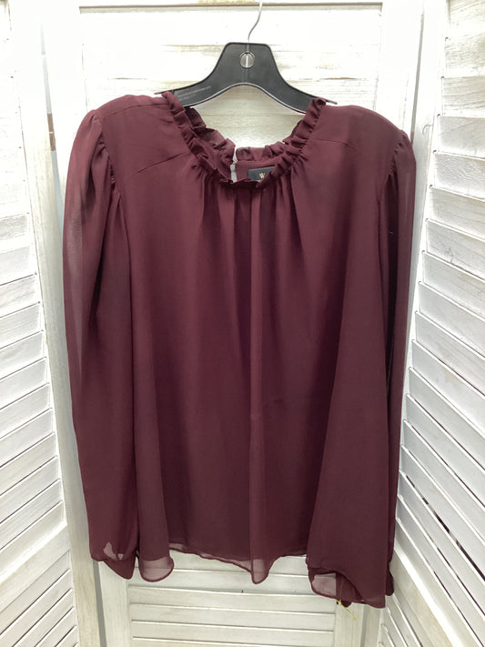 Top Long Sleeve Basic By Worthington In Maroon, Size: Xl