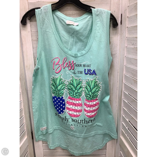 Top Sleeveless By Simply Southern In Aqua, Size: S
