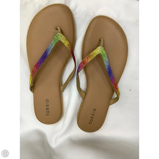 Sandals Flip Flops By Torrid In Rainbow Print, Size: 9.5