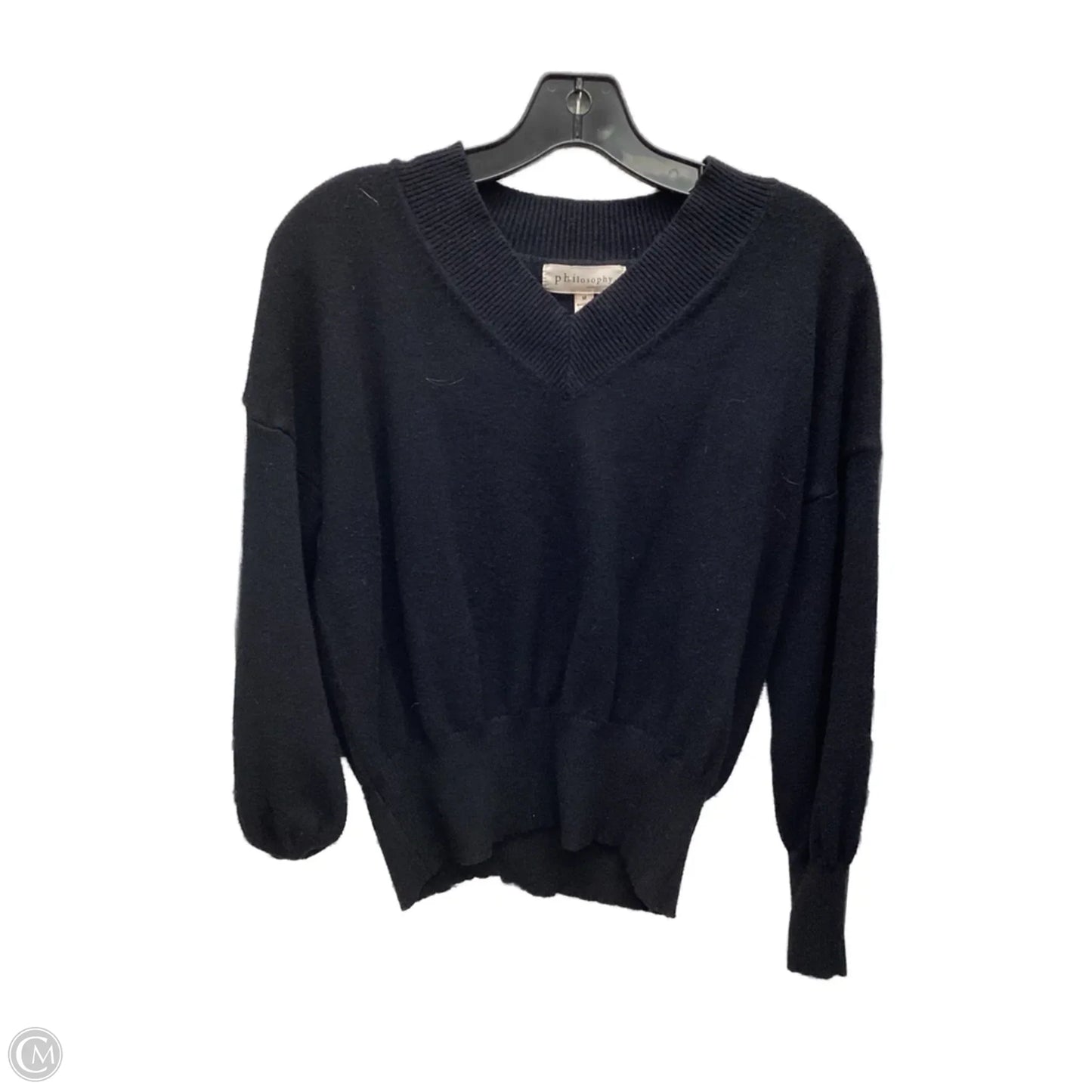Top Long Sleeve By Philosophy In Black, Size: M