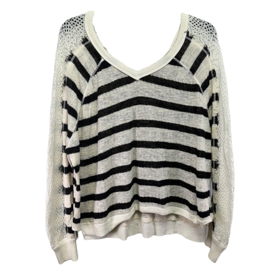 Fluffy Lou Crochet Stripe Sweater Free People, Size M