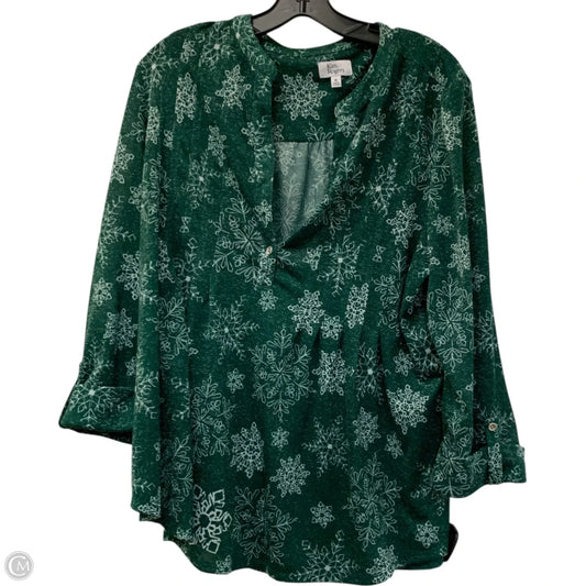 Top Long Sleeve By Kim Rogers In Green, Size: Xl