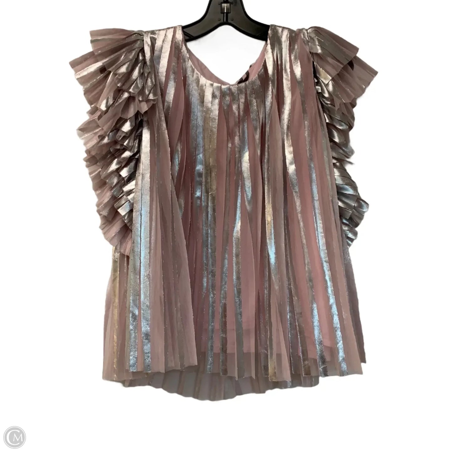 Top Sleeveless By Anthropologie In Pink & Silver, Size: L
