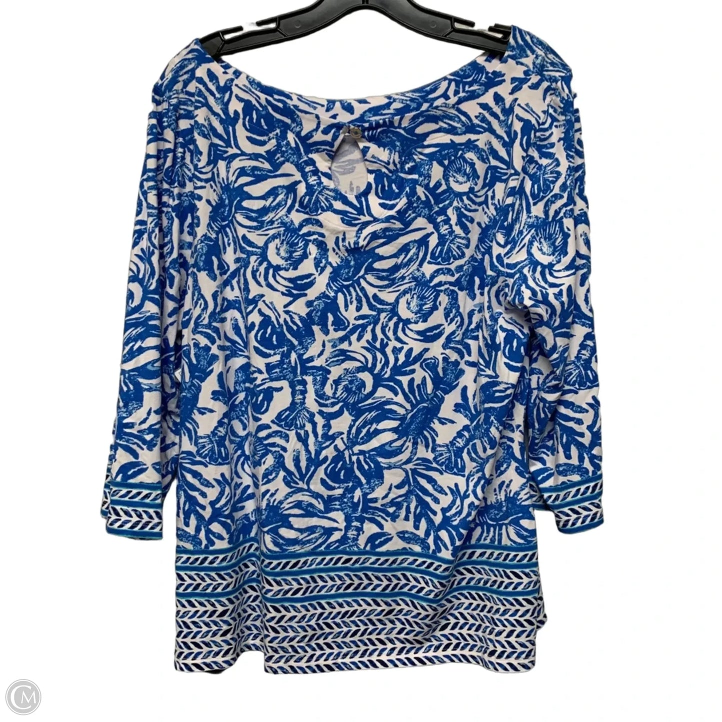 Top Long Sleeve Designer By Lilly Pulitzer In Blue & White, Size: Xl