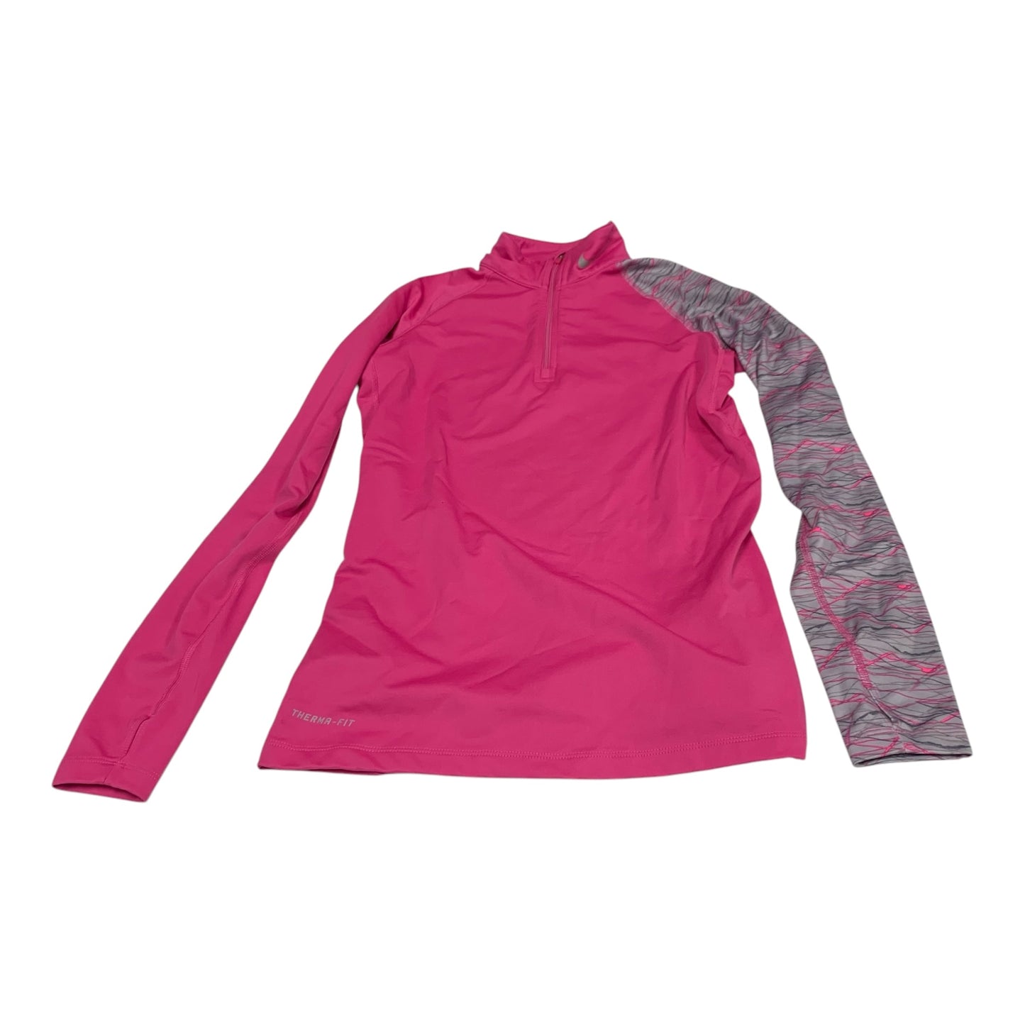 Athletic Top Long Sleeve Collar By Nike Apparel In Pink, Size: M