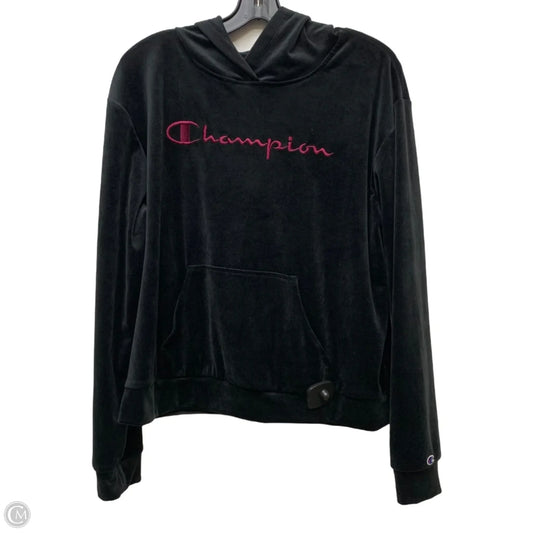 Sweatshirt Hoodie By Champion In Black, Size: L
