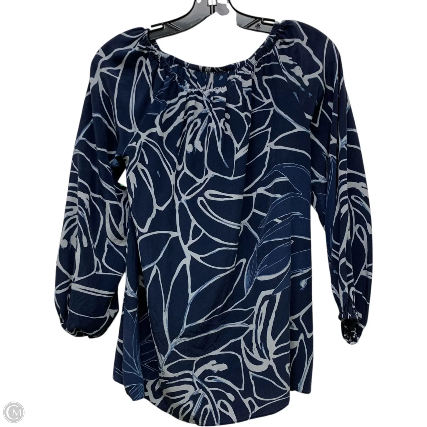 Blouse Designer By Lafayette 148 In Blue & White, Size: Xs