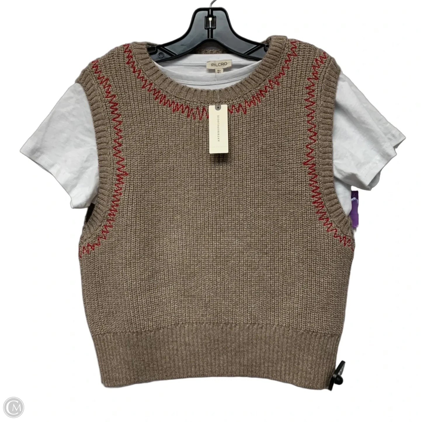 Top Short Sleeve By Pilcro In Brown & White, Size: S
