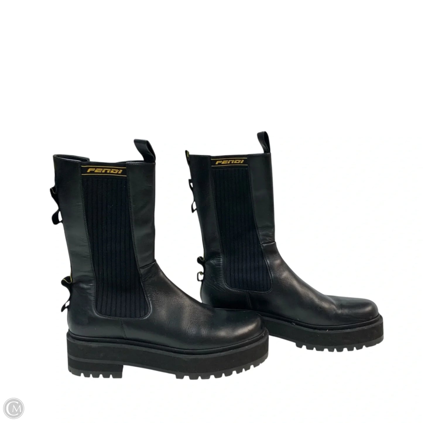 Boots Luxury Designer By Fendi In Black, Size: 11