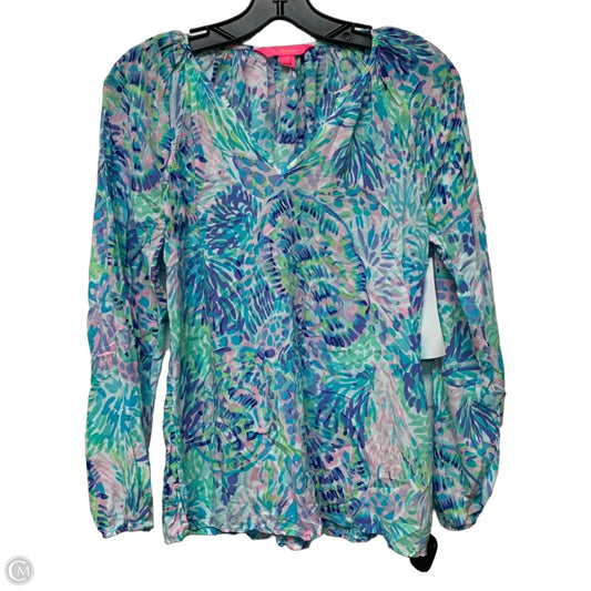 Top Long Sleeve Designer By Lilly Pulitzer In Blue & Green, Size: Xs