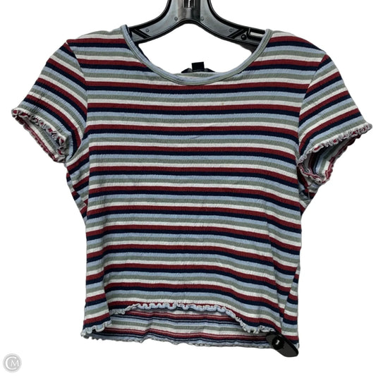 Top Short Sleeve By American Eagle In Striped Pattern, Size: S