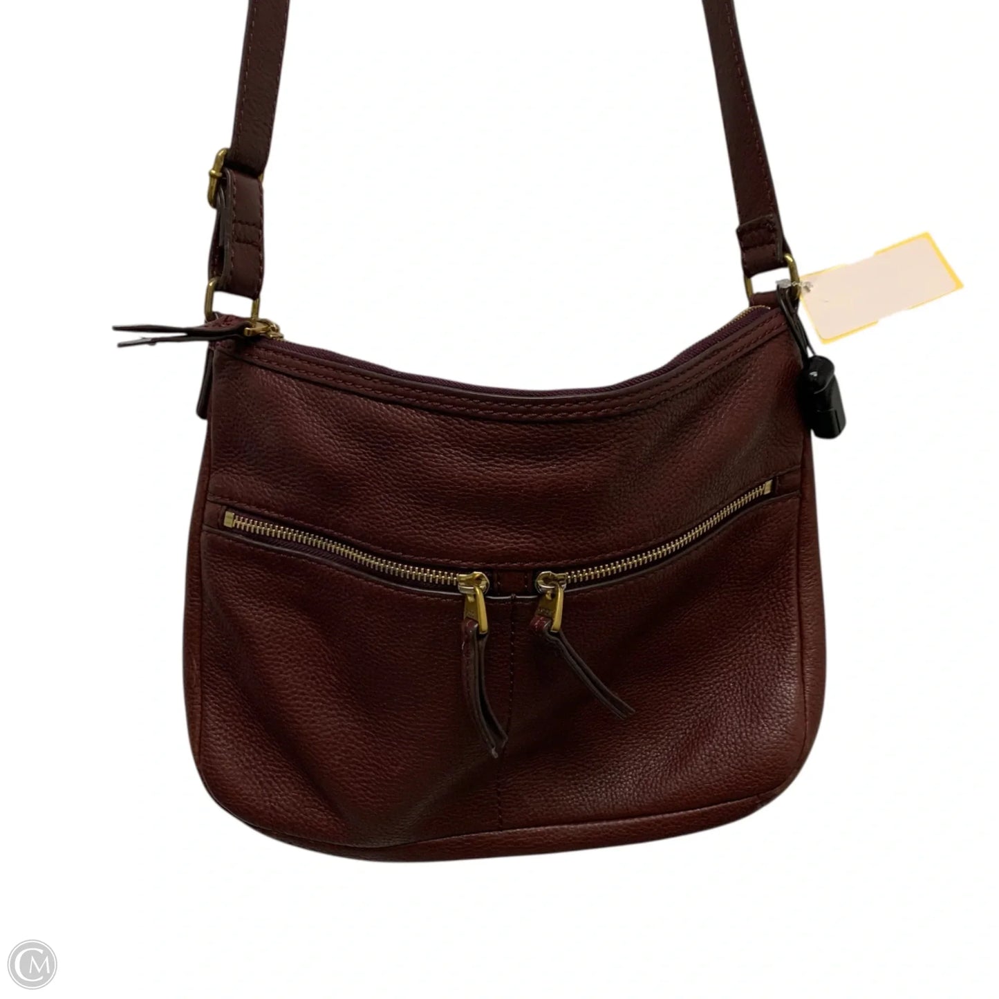 Handbag Leather By Fossil, Size: Medium